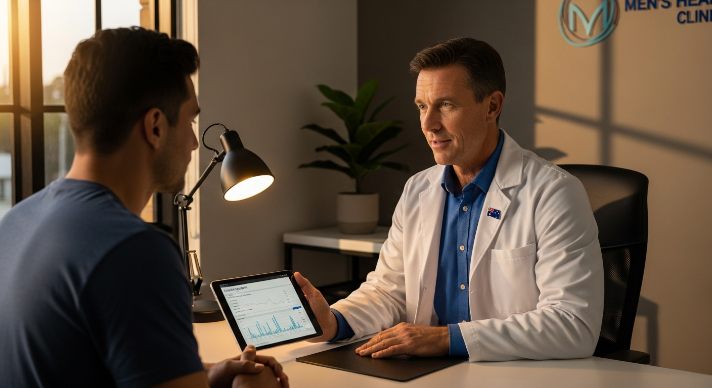 A doctor reviewing blood test results