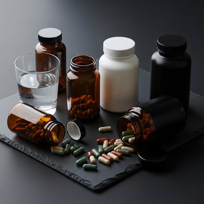 A range of men's health supplements
