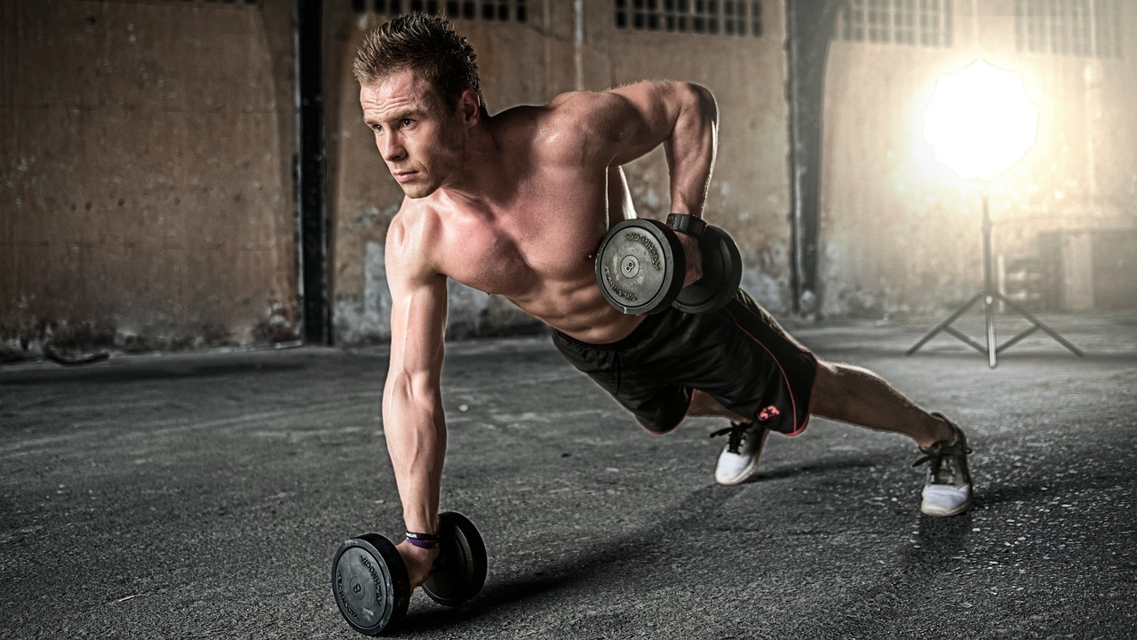 Man training in gym